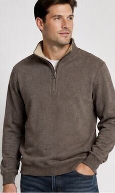 Cremieux Mens Reversible Quarter Zip Pullover Sweater Brown Tan Long Sleeve XL